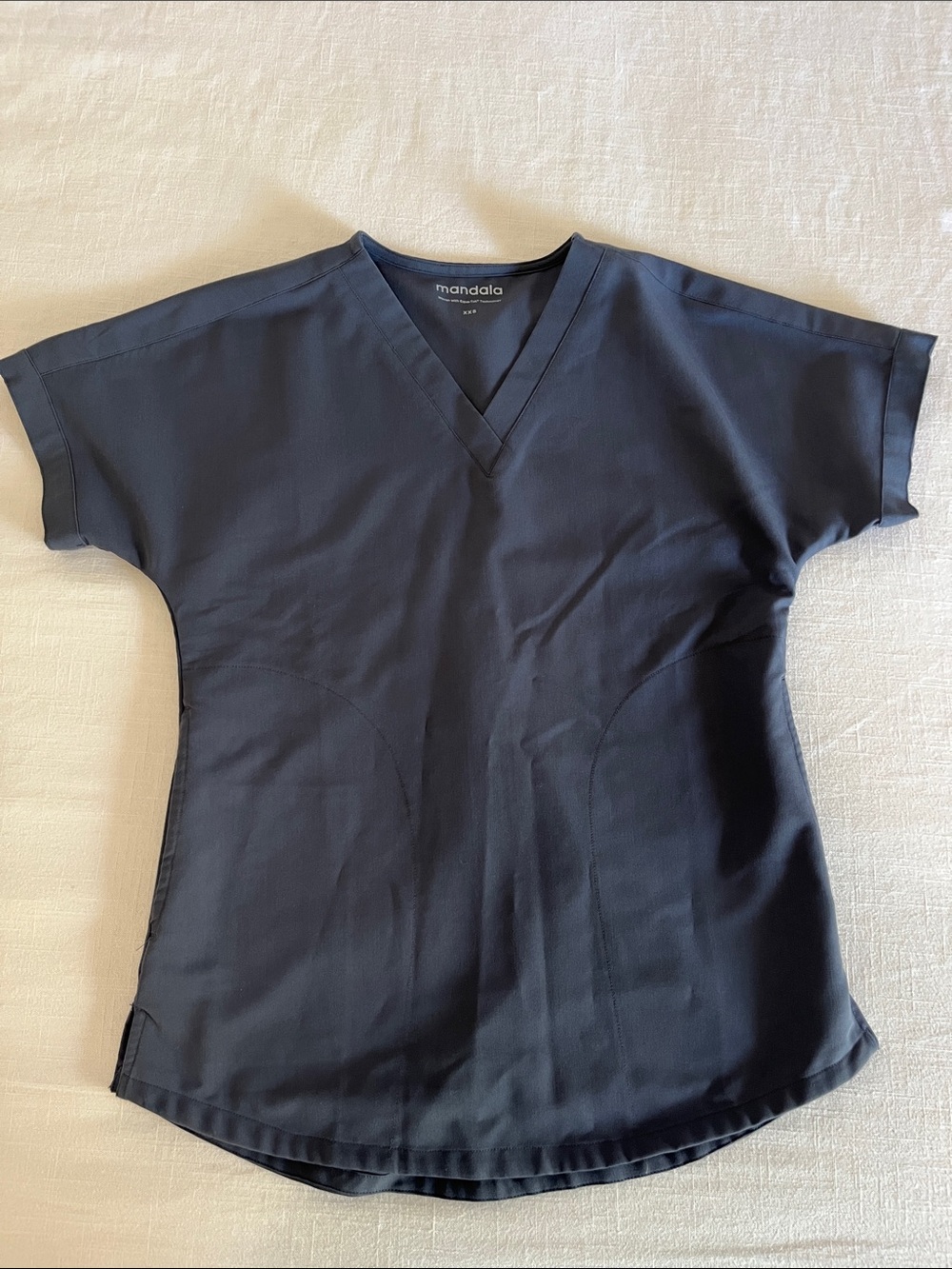 Mandala Women’s Oversized V-Neck Scrub Top in Pewter